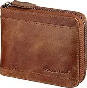 [Admetus] Mens Wallet Leather Zipper Wallet RFID Blocking Credit Card Holder with ID Window
