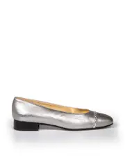 Silver Leather Woven Detail Pumps