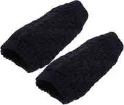 SEWOART 1 Pair Non-slip Knee Support Knitting Knee Sleeve Kneecap Knee Brace Knee Wraps Thickening Warm Black Geometric Shape