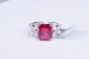 Rhodium Over Sterling Silver Bella Luce Simulated Ruby & White Diamond Ring Size