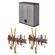 Suncast Single Shelf Wall Cabinet w/Wall Mounted Hand Tool Organizer (2 Pack)