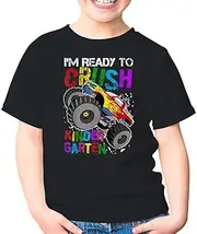 [SDVN] I'm Ready to Crush Kindergarten Monster Truck Back to School Trucker Truck Driver Unisex Kids Shirt Youth T-Shirt (Black;XS)