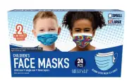 Children's Face Masks 5"X3", 3-Layer Face Masks, 24 Count tie-dye and army blue
