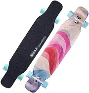 Sports Longboard Skateboard, 46" 8-Layer A Grade Maple Double-tilt Rainbow Pattern Professional Dance Board for Beginner Girls