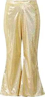 [Hedmy] Girls' Metallic Bell Bottoms Flared Pants Toddler Leggings Stage Performance Hip Hop Jazz Dance Wide Leg Trousers