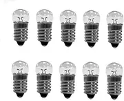 Pack of 10 Globe Lamps, E10, 2.5 V, 0.3 A, Light Bulb, Miniature Screw Base, 2.5 V DC
