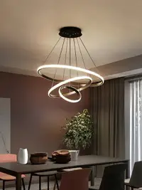 在飛比找樂天市場購物網優惠-北歐餐廳燈led吊燈2021年新款創意三圓環餐桌燈藝術圓圈組