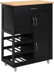 FKW45-SCH Serving Trolley with Bottle Racks and Drawer Kitchen Trolley Kitche...