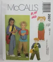 McCalls Sewing Pattern 2927 Top Pants and Bag Childs Size 3-5