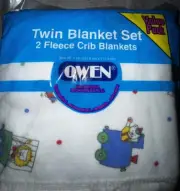 Kmart Vintage Owen Zoo Circus Clown Polyester baby blanket set NOS 40”x 45” HTF