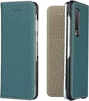 Cavor for Samsung Fold Case,for Samsung Galaxy Fold 5G Case,Litchi Pattern Premium Leather Wallet Stand Cover Case Compatible with Samsung Galaxy Fold 5G 7.3''-Sky Blue