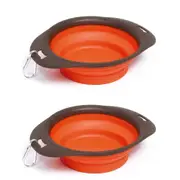 2x M-Pets 1230ml On The Road Folding Portable Bowl Travel Feeding Container ORNG