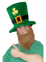 St Patricks Day Plush Leprechaun Hat with Beards