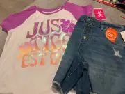 NWT New Justice Shorts Shirt Jean Distressed Sequins 14/16 XL Girls