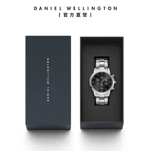 【Daniel Wellington】DW 手錶 Iconic Chronograph 42ｍｍ曜夜黑三眼精鋼錶-銀框
