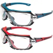 2 Pairs of Global Vision Octane Safety Glasses Blue + Red Gaskets Clear Lens