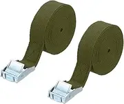uxcell 1" x 13 ft Lashing Strap with Buckles, 2 Pcs Cam Buckle Tie Down Straps Adjustable Heavy Duty Secure Cinch Straps Up to 551 lbs for Cargo Kayak Bicycles, Army Green