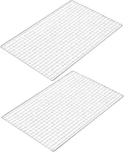 POPETPOP 2Pcs Stainless Steel Bbq Grill Net Oil Strainer Tool for Clean Grilling Barbecue Mesh for Steak Seafood Vegetables Reusable Non Stick Design