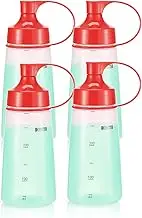 oiununo Squeeze Bottles Wide Mouth - Pack of 4 Condiment Bottle Squeeze BPA free for Chunky Sauces, Resin, Crafts, Condiment Squeeze Bottles 300 mL/10 oz. (Red*4)