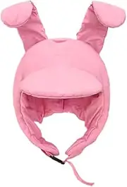 [ESOMAVRIX] Cute Pink Rabbit Ear Plush Lei Feng Hat for Women Lightweight Warm Autumn/Winter Accessory/199