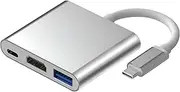 Disenkelubo Multiport AV Adapter with 4K HDMI Output USB 3.0 Port & USB-C Fasting Charging Port Compatible for MacBook Pro M1/16-20 Air M1/18-20 Ipad pro iMac and Other usbc Devices