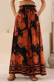Charli Pants - Paper Bag High Waisted Wide Leg Pants in Joslyn Print