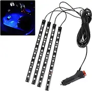 Ongfuwu Car LED Strip Light, 12V 48 LED Interior Atmosphere Lights Under Dash Ambient Night Light, Auto Interior Decorative Lamp with Cigarette Adapter Plug, Car Accessories (Blue, Cigarette Lighter)