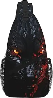 Stvyukl Big Black Wolf With Red Eyes Sling Bag For Women Men Travel Hiking Backpack Crossbody Shoulder Chest Bags Casual Daypack