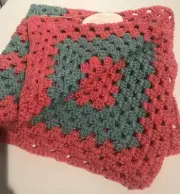 Crochet Baby Recieving Blanket Pink And Green 338