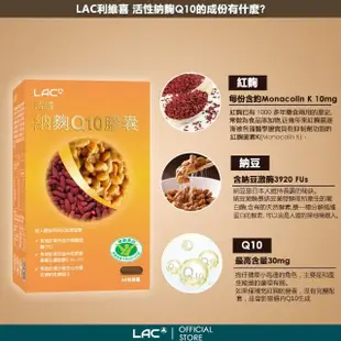 【LAC 利維喜】活性納麴Q10膠囊x3盒組(共180顆/納豆/紅麴/降低膽固醇/蛋奶素/黃少祺代言/健字號納麴)