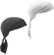 [aoozleny] 2 Pack Head Wraps Cycling Beanie Caps Dew Rag Skull Caps Pirate Hats Helmet Liner Bandana Head Wrap Doo Rags for Men Women
