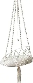 Modern cat Hammock Bed - Macrame Pet Swing Lounger, Hanging Rope Cat Resting Bed | Cozy Elevated Sleeping, Decorative Feline Nest with Removable Pad for Window, Bedroom, Apartment, Lounge Space