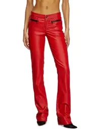 [Diesel] Diesel - Biker pants in perforated stretch leather - Pants - Woman - Red 40 Red
