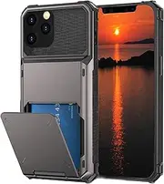 [rojarou] for iPhone 11 Case with Card Holder[Store 5 Cards] Wallet Case with Hidden Card Slot, Heavy Dual Layer Shockproof Protective Phone Cover Case for Apple iPhone 11(Grey)