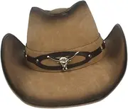[Frediuo] Western Cowboy Hat Novelty Big Brim Cap for Hiking Autumn Camping Winter Outdoor