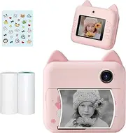 ICLIPE P1 Kids Camera 32GB Children Instant Camera Photo Printer 2.4 inch IPS Screen Christmas Birthday Gifts for Girls with Printing Paper Support WIFI Transmissin Applicable to Self-adhesive Photo Paper