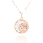 【歐羅拉】玫瑰花珍珠貝母創意設計天然真鑽墜 送18K玫瑰金鍊(玫瑰花)