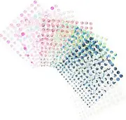 YOSADIER 8sheets Colorful Flat Back Pearl Stickers Self-Adhesive Decorative Pearls for Face Nail Art for DIY Craft Projects Festivals Parties More