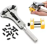 [JDYYICZ] Set of Watch Repair Kit, 3 Point Wrench Screw Case Remover Tool, Adjustable Watch Back Case Opener, Battery Replacement and Movement Holder, Heavy Duty Stainless Steel