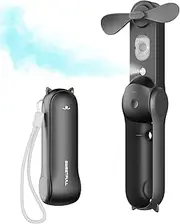 SWEETFULL Misting Handheld Personal Fan, Rechargeable Mini Spray Water Mist, Portable for Kids Women, Travel, Outdoors, Hiking, Camping, Home Office (Black)