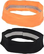 [SUPVOX] 2pcs Elastic Sweat Headbands for Men Women Quick Dry Running Hairbands Breathable Sports Headbands for Yoga Gym Wide Brim Design Black Orange