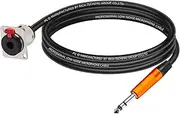 ROBAUN D-Type Panel Mount 6.35MM Stereo Female to 6.5MM Stereo Zinc Alloy Jack Cable 1/4" Female to 1/4" Male Plug Adapter Cord(C1025SL-Orange,0.2m)