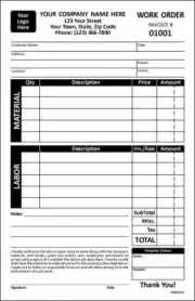 500 Custom Contractor / Generic Invoices, 2 Part Carbonless / 5.5x8.5 / TMG055