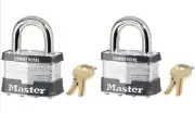 2 Pc Master Lock 5KA-A383 2" Wide Keyed Alike Commercial Grade Laminated Padlock