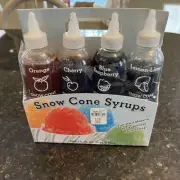 Williams-Sonoma Snow Cone Syrups 4 - 8 Oz Pack Orange Cherry Lemon-lime Blue Ras
