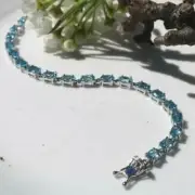 9.40Ct Oval Cut Simulated Blue Topaz Beautiful Tennis Bracelet White Gold Plated