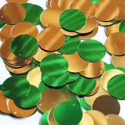 Round Flat Sequin 20mm Top Hole Green Gold Shiny Metallic Reversible Paillettes