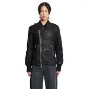 [GIORGIO BRATO] Waxed Lambskin Biker Jacket Black
