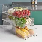 Transparent Fridge Storage Container Box Stackable Organizer Bin Drawer