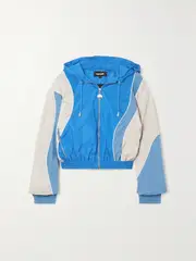 [AHLUWALIA] AHLUWALIA - Hooded Color-block Shell Track Jacket - Blue - UK 12 UK 12 Blue